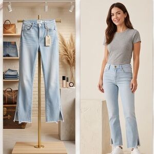 Frame Le Crop Mini Boot Frayed Hem Light Wash Flared Women’s Jeans